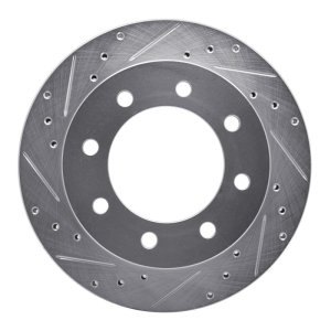 Chevrolet Express 3500 Brake Rotor (1) - Rear Left - R1 Concepts - Drilled & Slotted - Silver - `99-`20